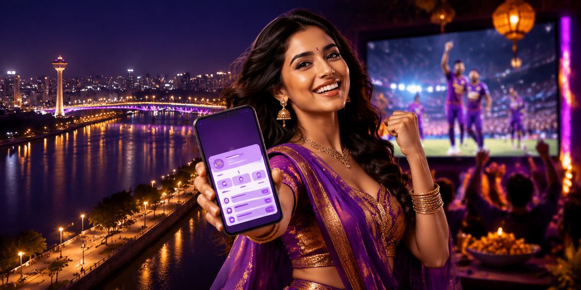 Mobile device with sports betting app interface in Indian setting